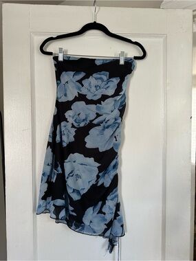 Black & Blue Floral Mesh Mini dress